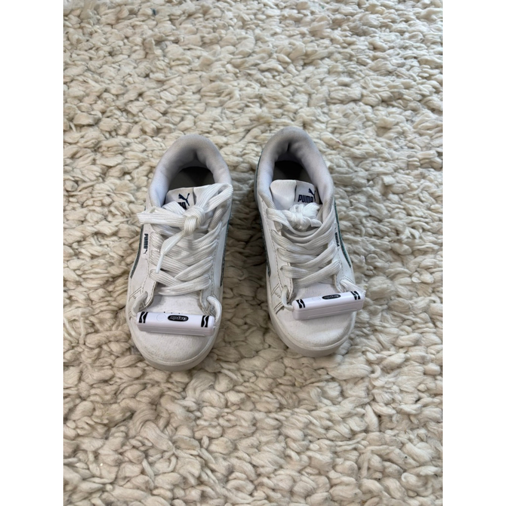 Girls' Puma White & Blue Sparkle Sneakers Size 13 (Little Girl) lace up - Picture 9 of 9